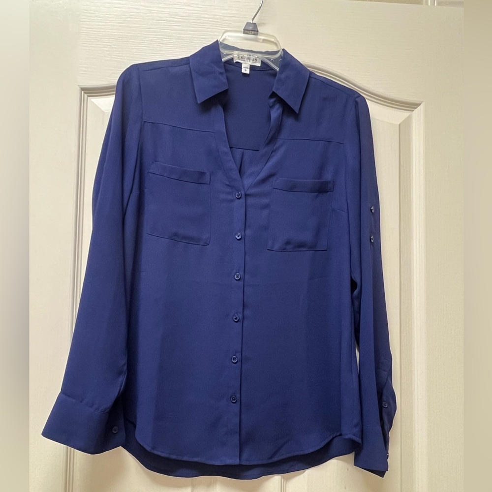 Express Portofino Long Sleeve Dress Blouse
